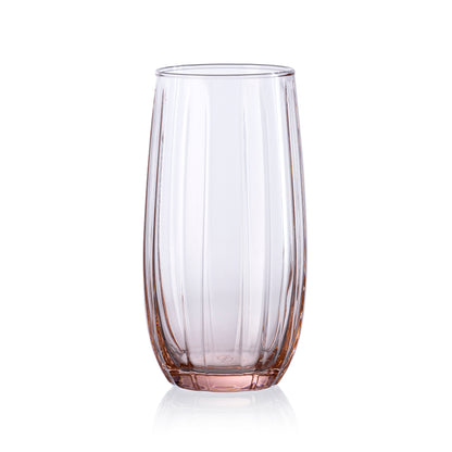 Pasabahce Linka Pink Glass Transparent 500 ml in Set of 4 Pcs, Perfect fit for Water/Juice.