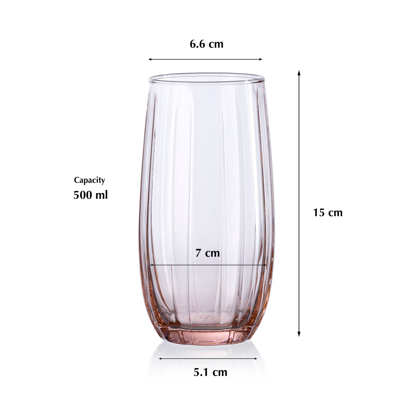 Pasabahce Linka Pink Glass Transparent 500 ml in Set of 4 Pcs, Perfect fit for Water/Juice.