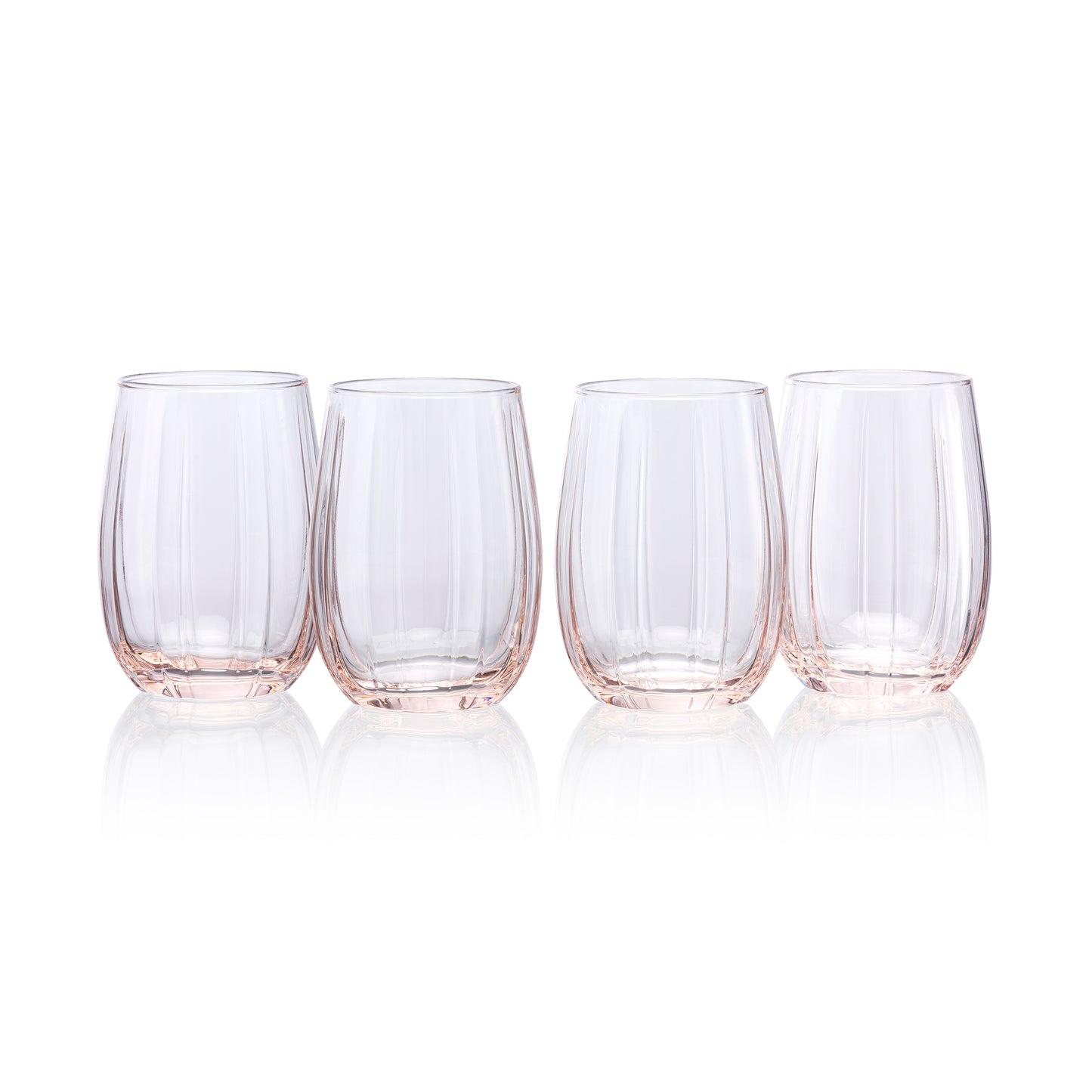 Pasabahce Linka Pink Glass Transparent 380 ml in Set of 4 Pcs, Perfect fit for Juice.