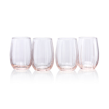 Pasabahce Linka Pink Glass Transparent 380 ml in Set of 4 Pcs, Perfect fit for Juice.