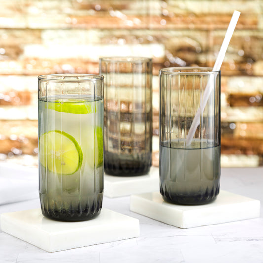 Pasabahce Leia Grey Glass Transparent 310 ml in Set of 6 Pcs, Perfect fit for Juice.