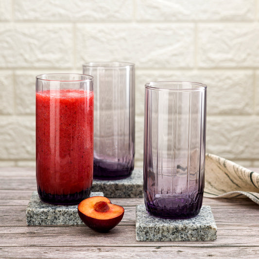 Pasabahce Leia Purple Glass Transparent 310 ml in Set of 6 Pcs, Perfect fit for Juice.