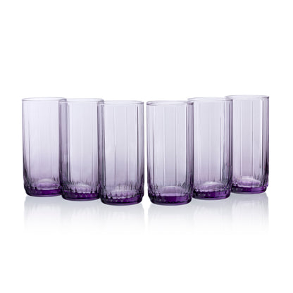 Pasabahce Leia Purple Glass Transparent 310 ml in Set of 6 Pcs, Perfect fit for Juice.