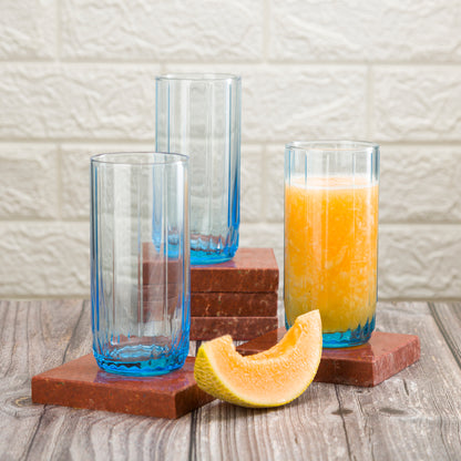 Pasabahce Leia Blue Glass Transparent 310 ml in Set of 6 Pcs, Perfect fit for Water/Juice.