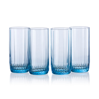 Pasabahce Leia Blue Glass Transparent 310 ml in Set of 6 Pcs, Perfect fit for Water/Juice.