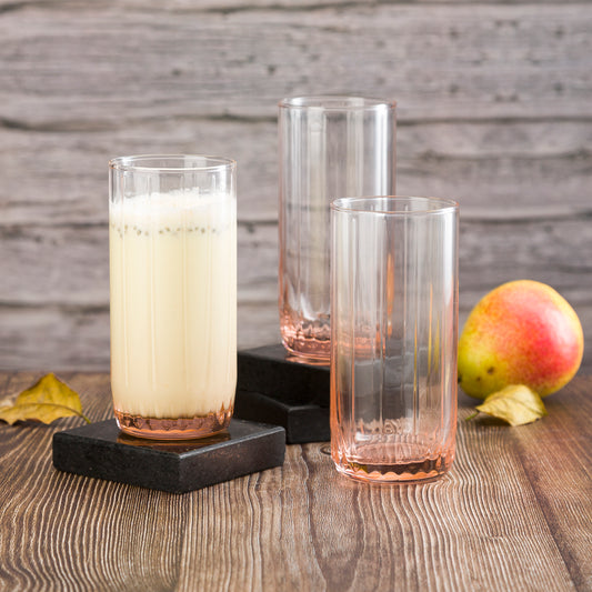 Pasabahce Leia Pink Glass Transparent 310 ml in Set of 6 Pcs, Perfect fit for Water/Juice.