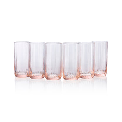 Pasabahce Leia Pink Glass Transparent 310 ml in Set of 6 Pcs, Perfect fit for Water/Juice.