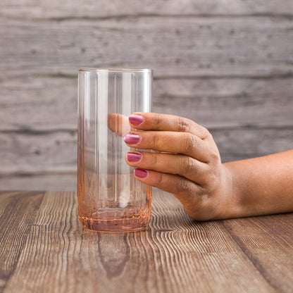 Pasabahce Leia Pink Glass Transparent 310 ml in Set of 6 Pcs, Perfect fit for Water/Juice.