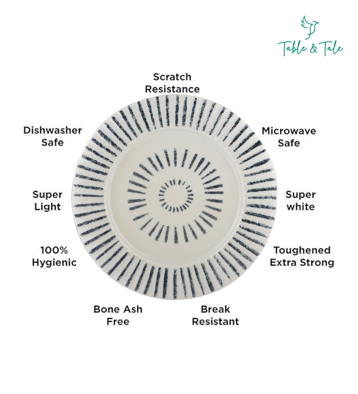 Table & Tale Porcelain Dinner Plates | Heritage Blue
