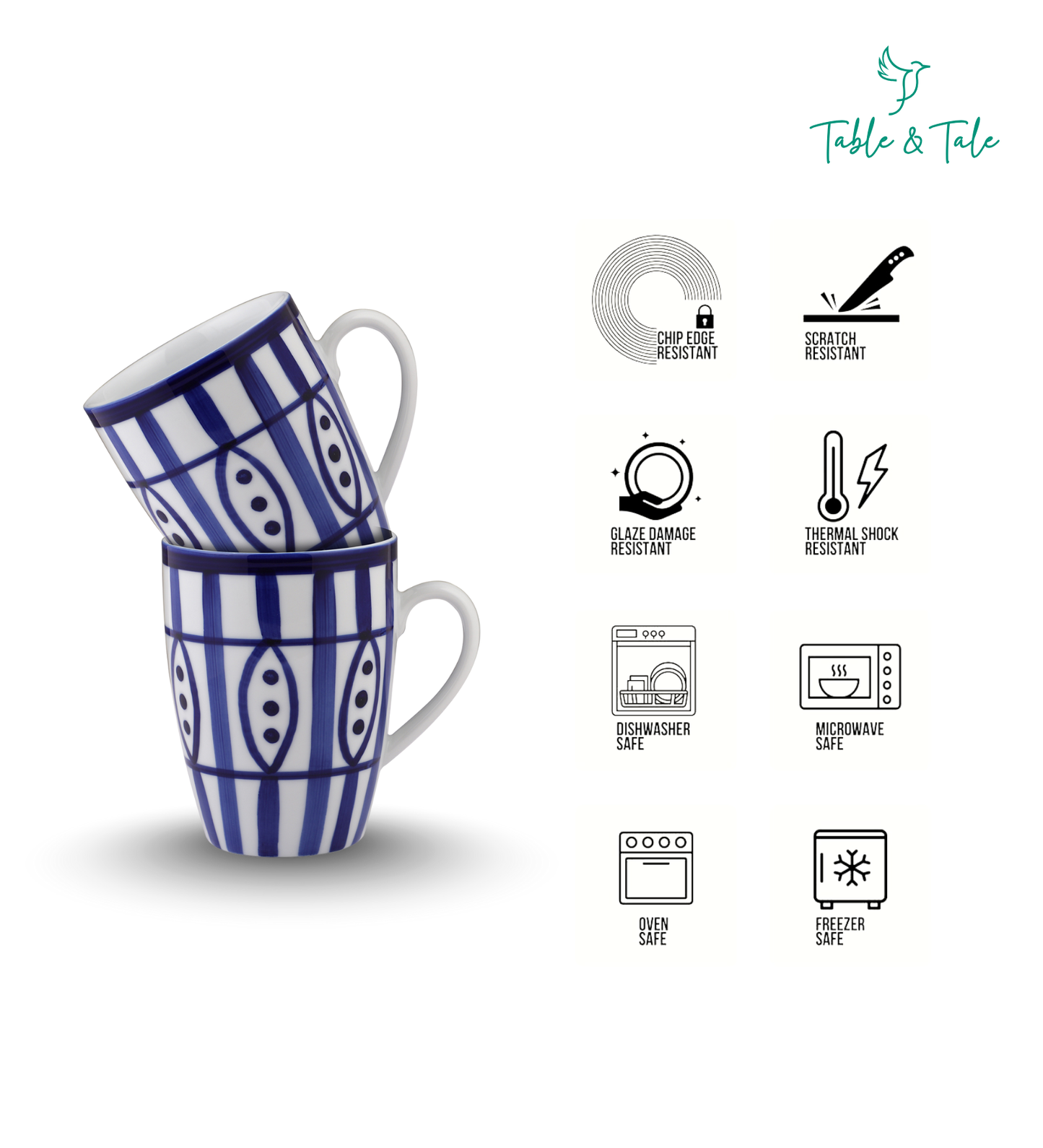 Table & Tale Premium Porcelain Mug | Heritage Blue