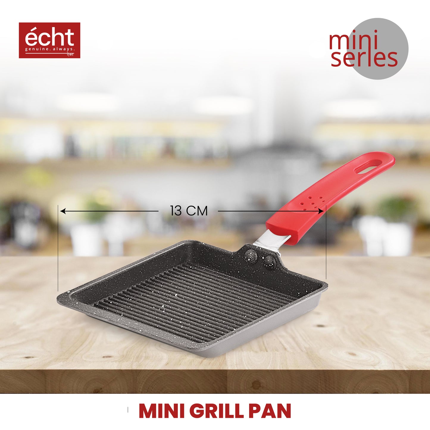 ECHT Granite Mini Series Non Stick Combo of 3 (15.5 cm Frying Pan,13cm Sauce pan and 13cm Grill pan, Idle for Single Serving and Quick Snacks. Saute,Frying and rotis vegies and Omelettes, Grey