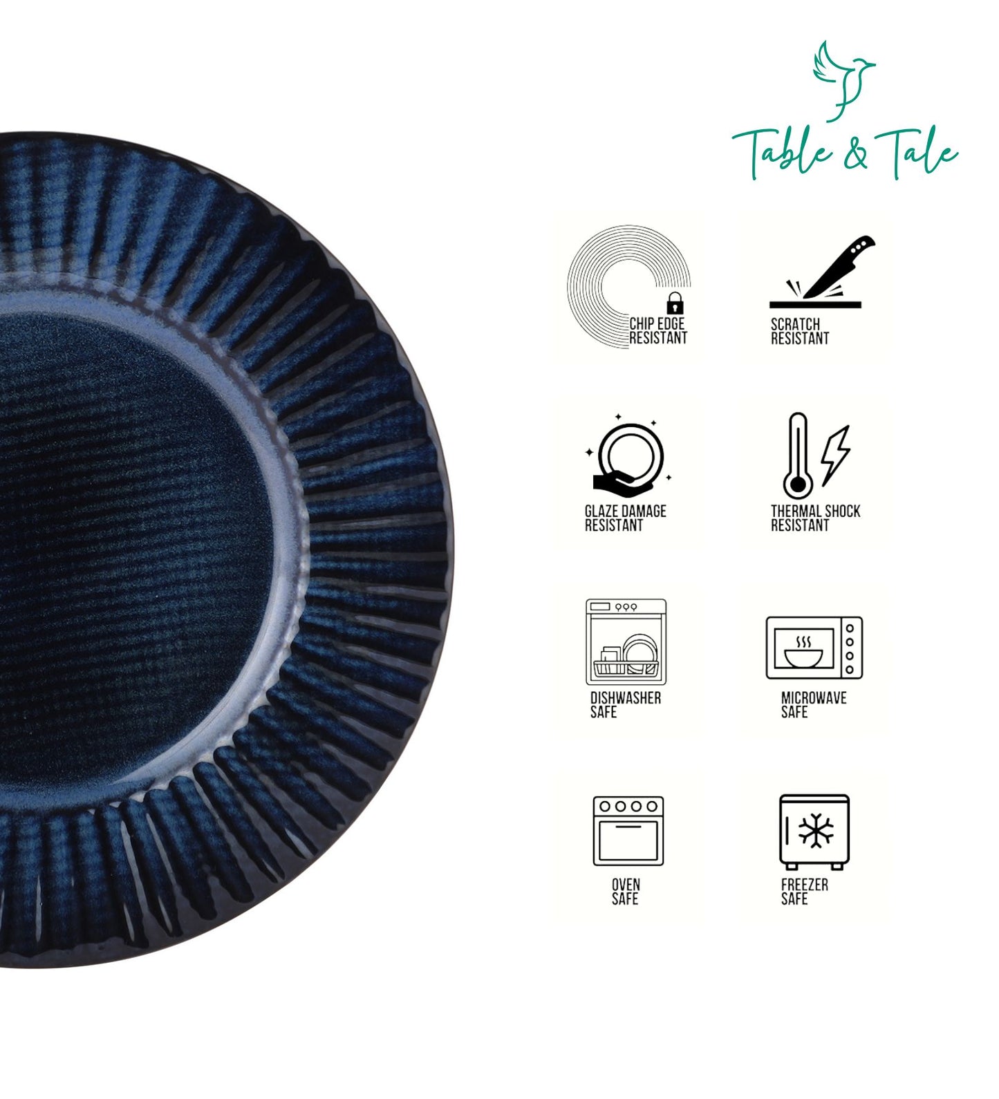Table & Tale Premium Porcelain Salad Plate | Midnight Blue