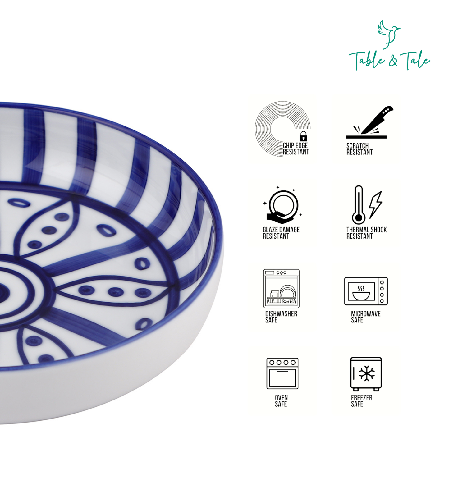 Table & Tale Fine Porcelain Bowl | Heritage Blue
