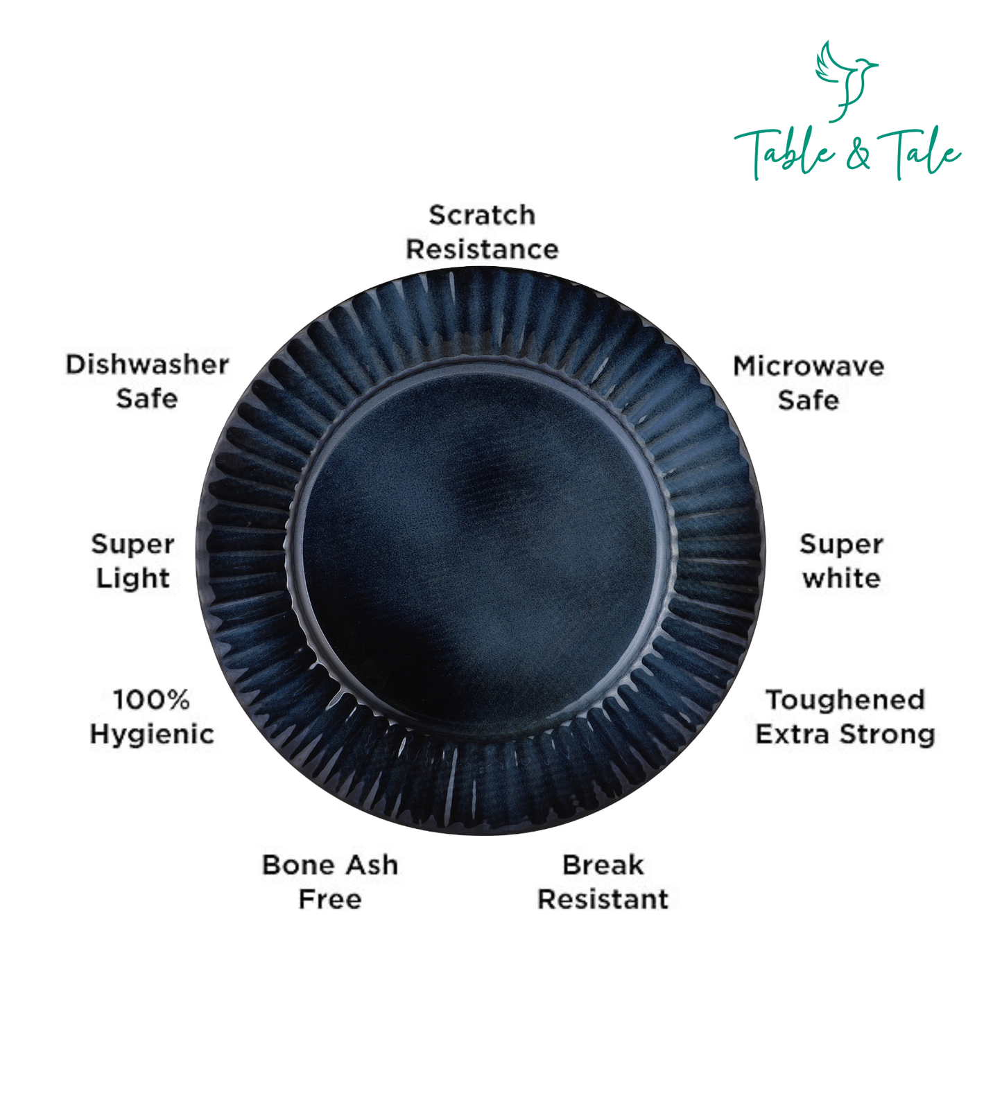 Table & Tale Luxury Porcelain Dinner Plates | Midnight Blue