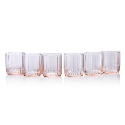 Pasabahce Leia Pink Glass Transparent 265 ml in Set of 6 Pcs, Perfect fit for Whisky/Juice.