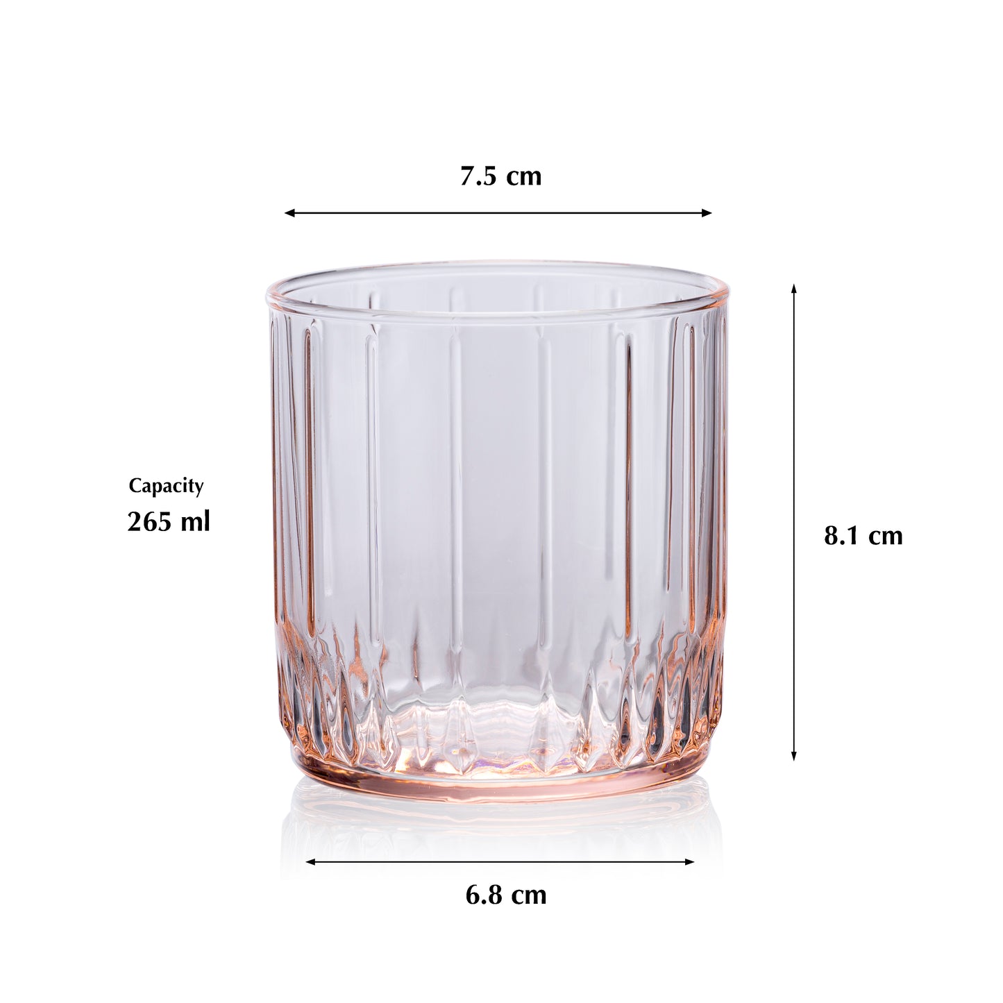 Pasabahce Leia Pink Glass Transparent 265 ml in Set of 6 Pcs, Perfect fit for Whisky/Juice.