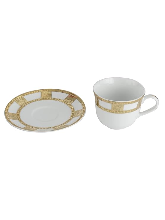 Azure Premium Porcelain Cup & Saucer Set, 12 pcs, Golden