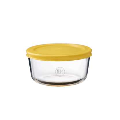 Iveo Borosilicate Glass Container, Fresh Mate | Microwave Safe Food Container | Cook Serve Store | for Carrying and Storing Food | Fresh Storage | 236 ml, Round, 2 Pcs, Yellow