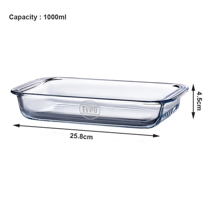 Click to open expanded view      Borosilicate Glass Baking Tray by iveo, Bake Mate | Microwave Safe Tray Bake Mate | for baking, Cake, Bread, Lasagna, Delious Bakery Food | 1.0 L, Rectangle, 1 Pc, Clear