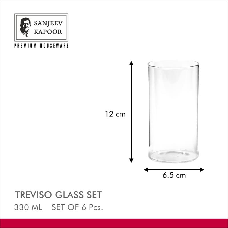 Sanjeev Kapoor Treviso Borosilicate Glass Set of 6 pcs, 330ml