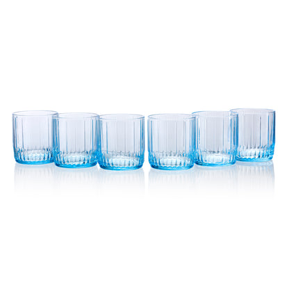 Pasabahce Leia Blue Glass Transparent 265 ml in Set of 6 Pcs, Perfect fit for Whisky/Juice.