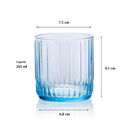 Pasabahce Leia Blue Glass Transparent 265 ml in Set of 6 Pcs, Perfect fit for Whisky/Juice.