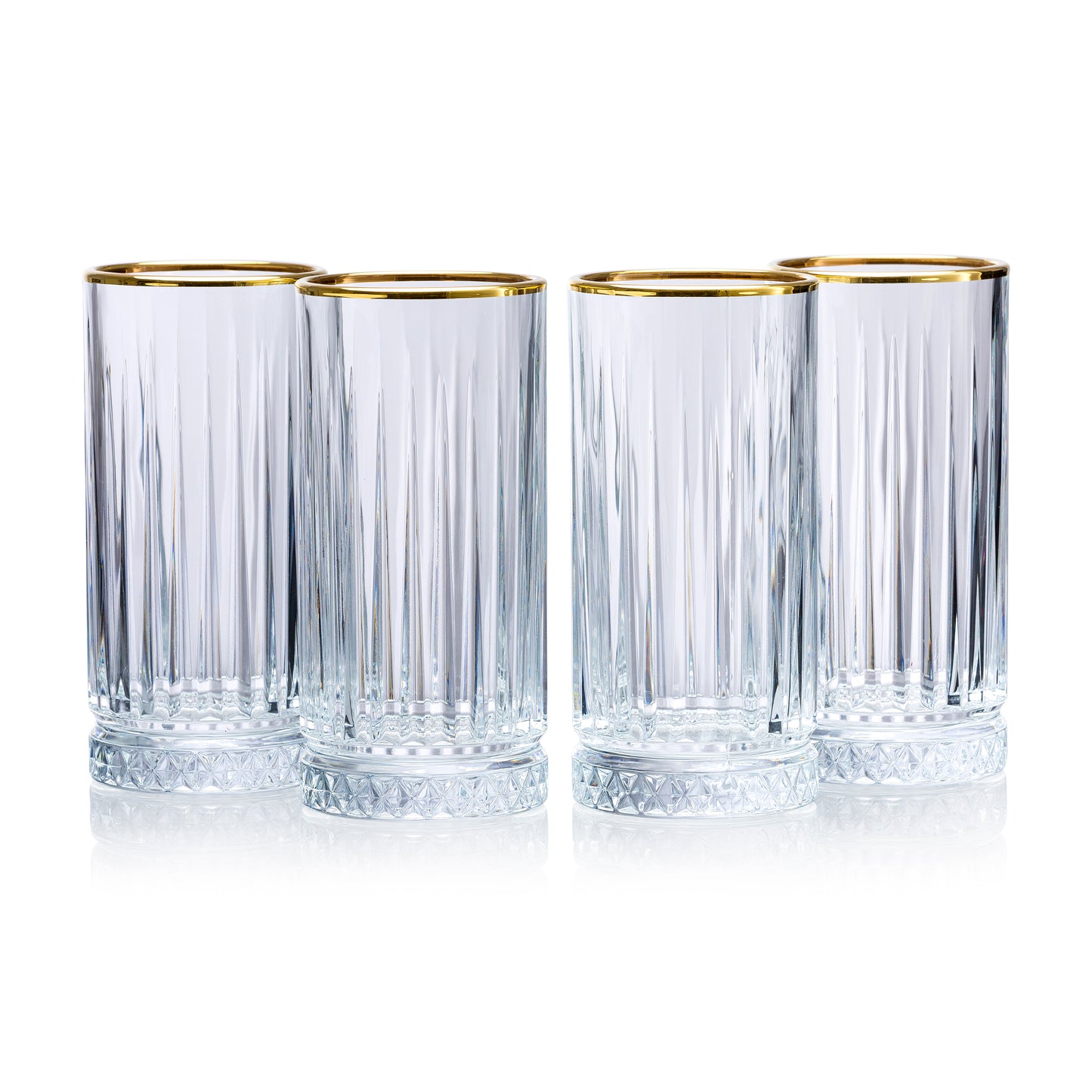 Pasabahce Elysia Glass Gold Rim Transparent Glasses, 280 ml in Set of 4 Pcs, Perfect fit for Water/Juice.