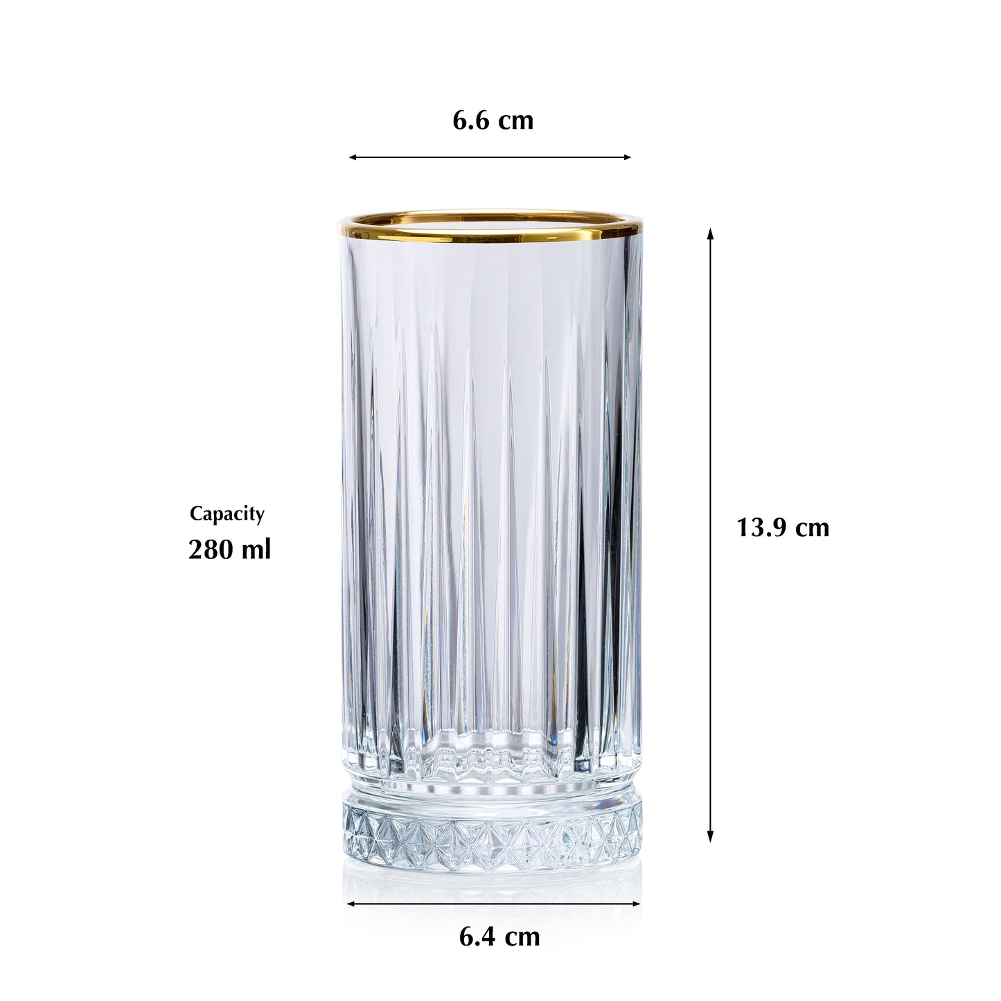 Pasabahce Elysia Glass Gold Rim Transparent Glasses, 280 ml in Set of 4 Pcs, Perfect fit for Water/Juice.