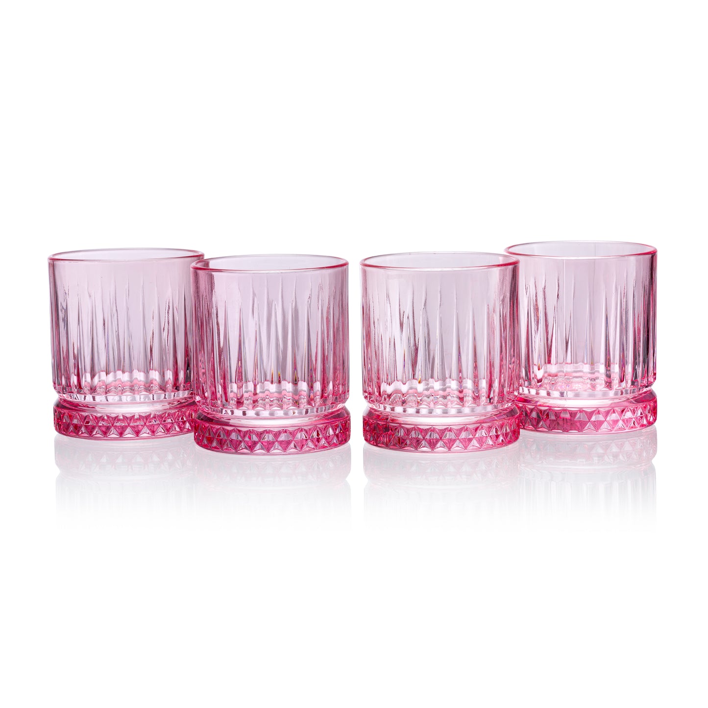 Pasabahce Elysia Glass Pink Transparent Glasses, 355 ml in Set of 4 Pcs, Perfect fit for Whisky/Juice.