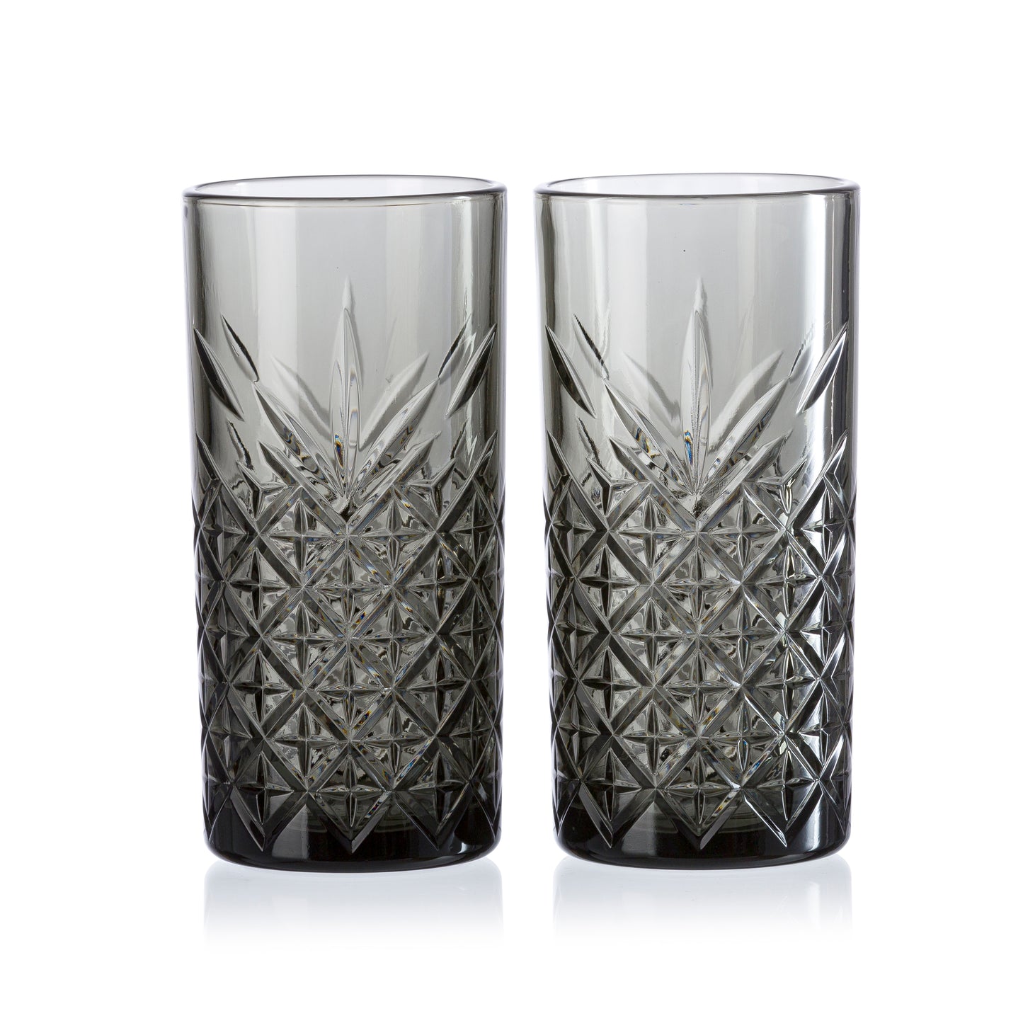 Pasabahce Timeless Grey Glass Transparent 450 ml in Set of 2 Pcs, Perfect fit for Water/Juice.