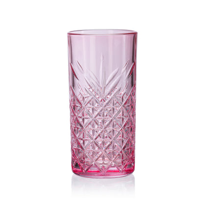 Pasabahce Timeless Pink Glass Transparent 450 ml in Set of 2 Pcs, Perfect fit for Water/Juice.