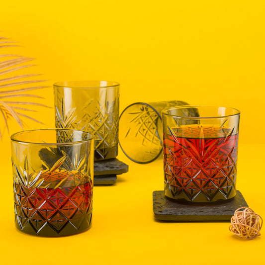 Pasabahce Timeless Light Grey Glass Transparent 345 ml in Set of 4 Pcs, Perfect fit for Whisky/Juice.