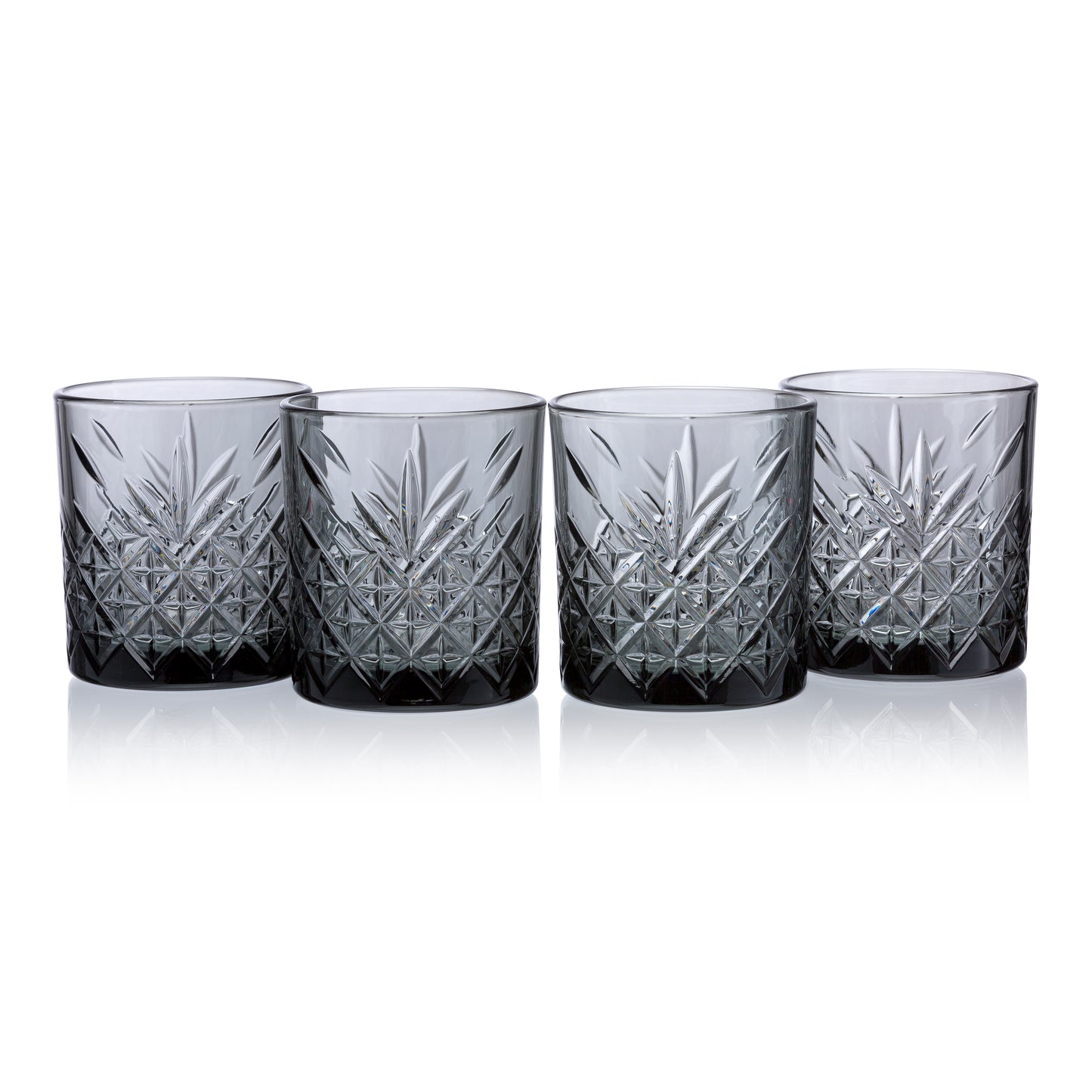 Pasabahce Timeless Light Grey Glass Transparent 345 ml in Set of 4 Pcs, Perfect fit for Whisky/Juice.