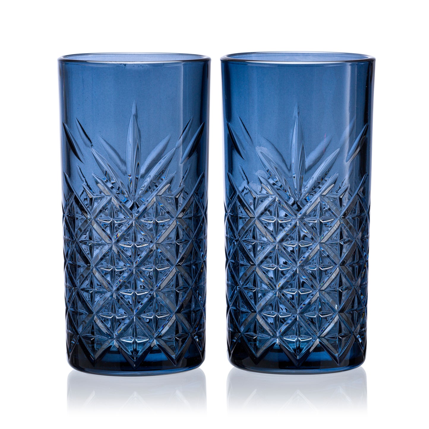 Pasabahce Timeless Blue Glass Transparent 450 ml in Set of 2 Pcs, Perfect fit for Water/Juice.