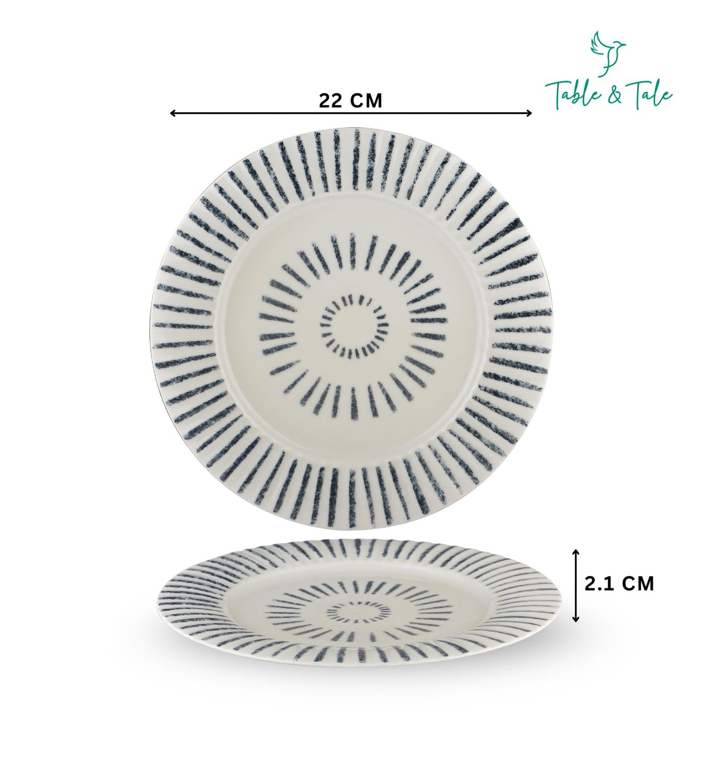 Table & Tale Premium Porcelain Salad Plate | Heritage Blue