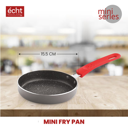 Echt Granite Mini Series Non Stick Combo of 3 (15.5cm Frying Pan,20cm Dosa Tawa and 16.5cm Kadai) Idle for Single Serving and Quick Snacks. Saute,Frying,dosa and rotis vegies and Omelettes,Grey