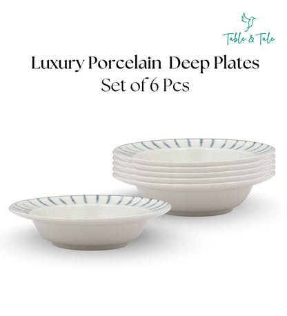 Table & Tale Premium Porcelain Deep Plate | Heritage Blue