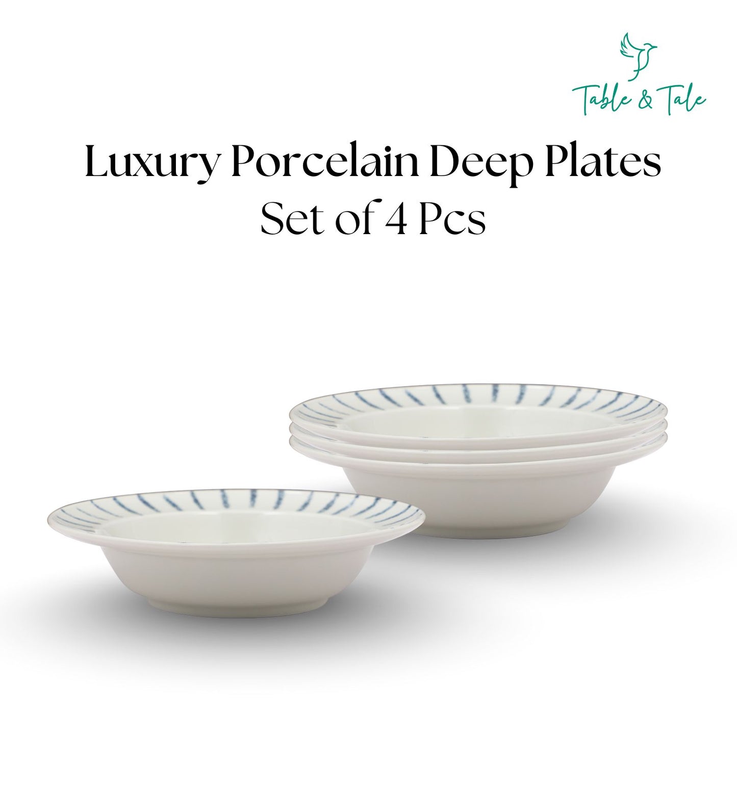 Table & Tale Premium Porcelain Deep Plate | Heritage Blue