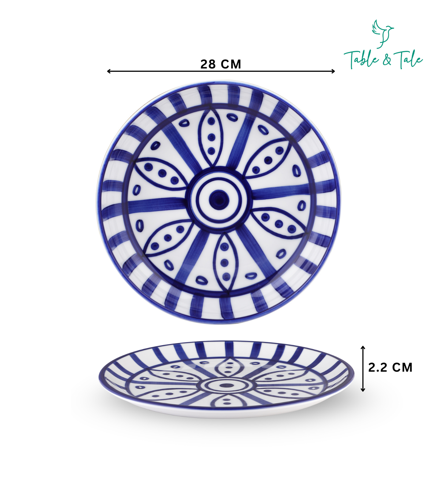 Table & Tale Luxury Porcelain Dinner Plates | Heritage Blue