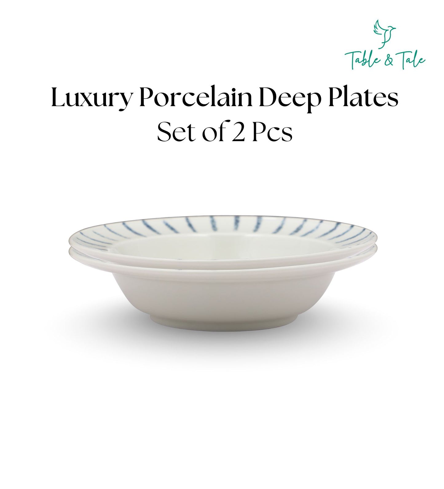 Table & Tale Premium Porcelain Deep Plate | Heritage Blue