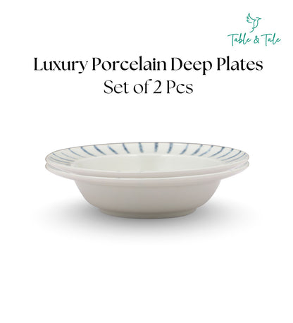 Table & Tale Premium Porcelain Deep Plate | Heritage Blue