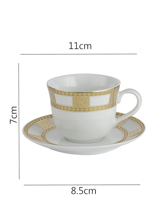 Azure Premium Porcelain Cup & Saucer Set, 12 pcs, Golden