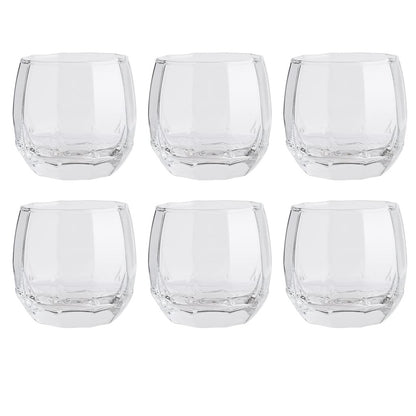 Ocean Jubilee Rock Whiskey Glass, 340 ml, Set of 6, Transparent