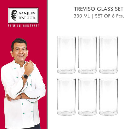 Sanjeev Kapoor Treviso Borosilicate Glass Set of 6 pcs, 330ml