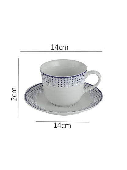 AZURE Premium Porcelain Cup and Saucer Set (White) - 12 pcs