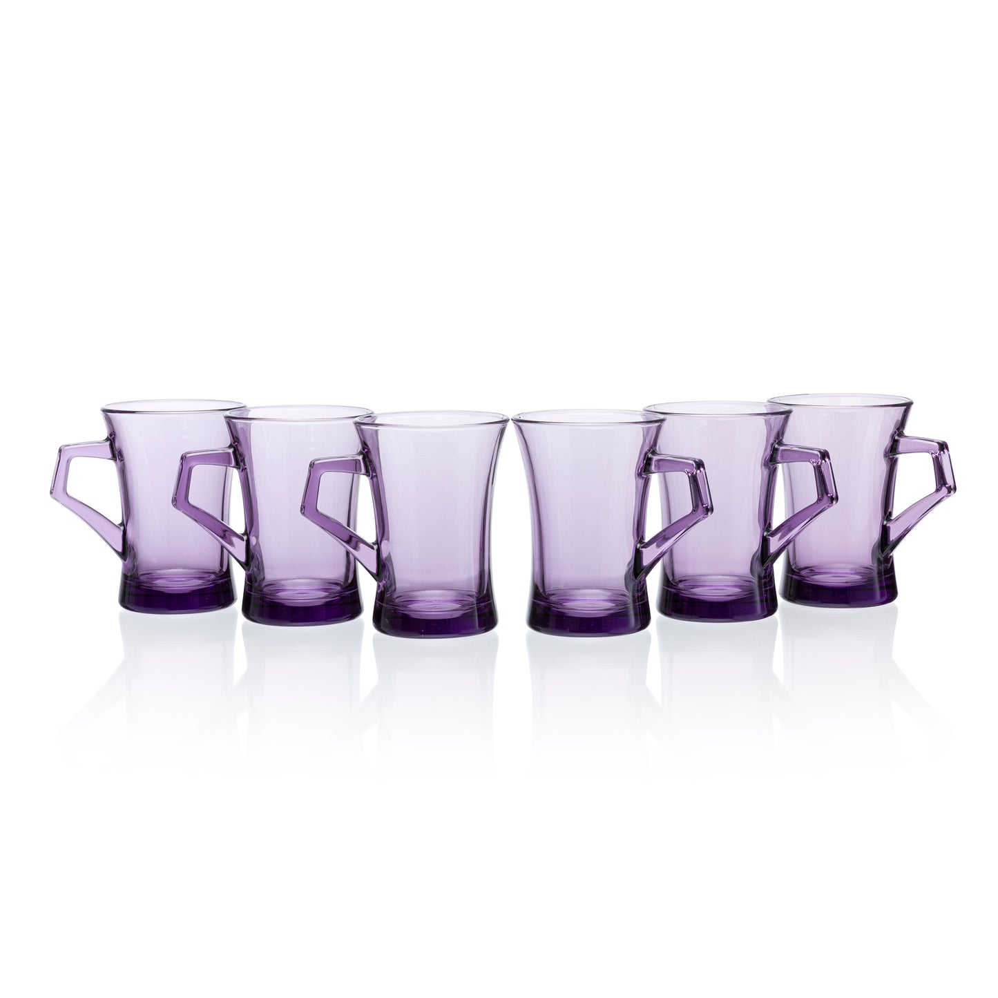 Pasabahce Azur Purple Glass Mug Transparent 210 ml in Set of 6 Pcs, Perfect fit for Tea/Coffee.