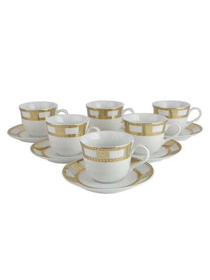 Azure Premium Porcelain Cup & Saucer Set, 12 pcs, Golden