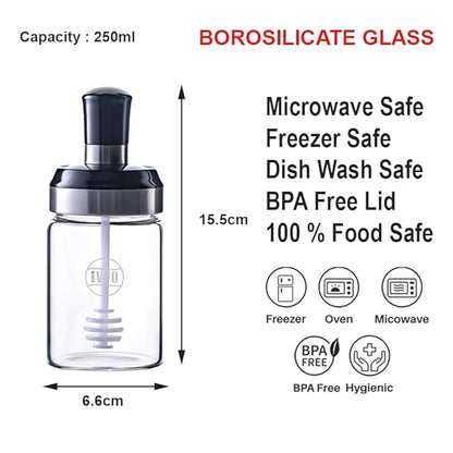 IVEO Borosilicate Glass Spice Jar, Spice Up  Easy pouring & Storing | 250 ml 1 Pc, Clear