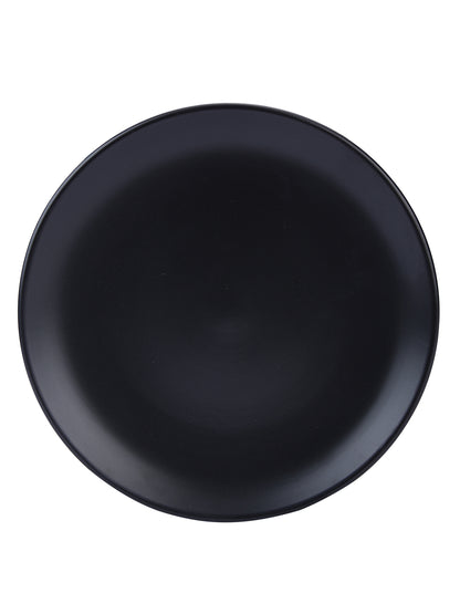 Narradora Sango Coupe Stoneware Dinner Set of 10 Pcs | 4 Pcs Dinner Plates, 2 Pcs Serving Bowl, 4 Pcs Veg Bowls | Premium Crockery Perfect for Gifting | Stoneware |  Dinner Set | Matt Finish | Black