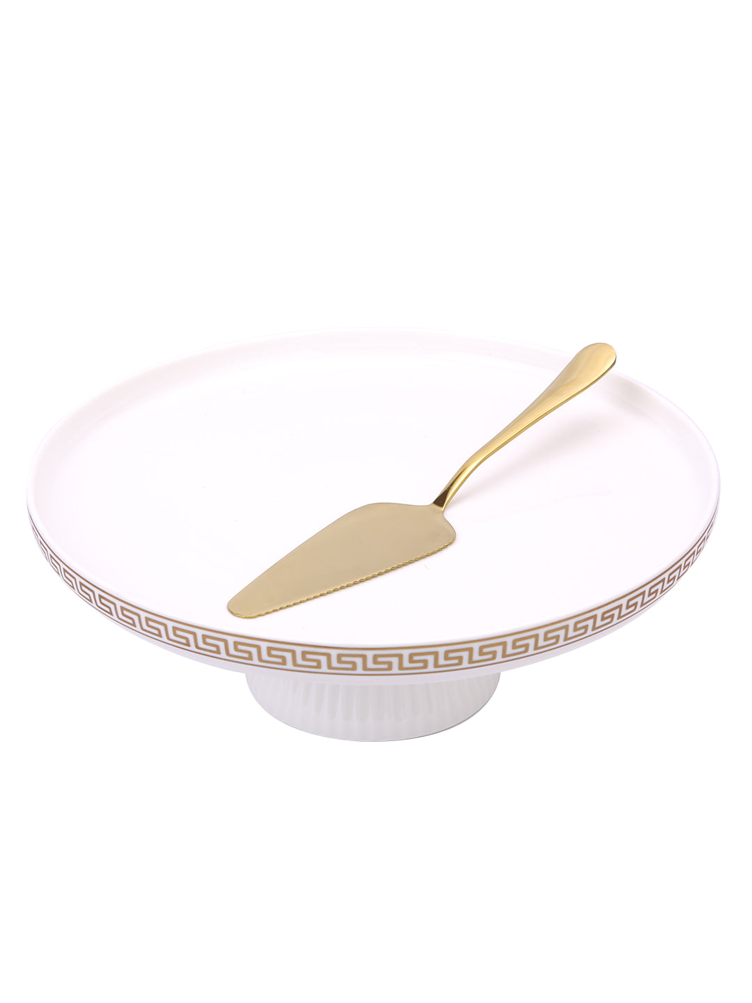 Narradora Cake Stand  | 1 Layer with LID White Matt Gold Gift Box Easy to USE Perfect for Display Cake, Serving.